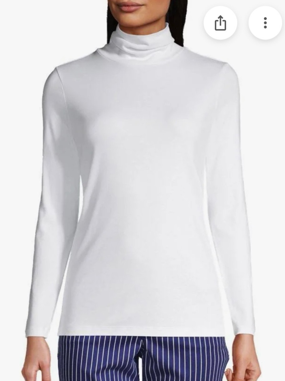 Lands End Classic  White Women's Turtleneck Long Sleeve Top